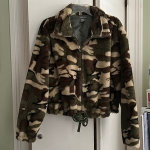 Sans Souci faux fur camo jacket, size L